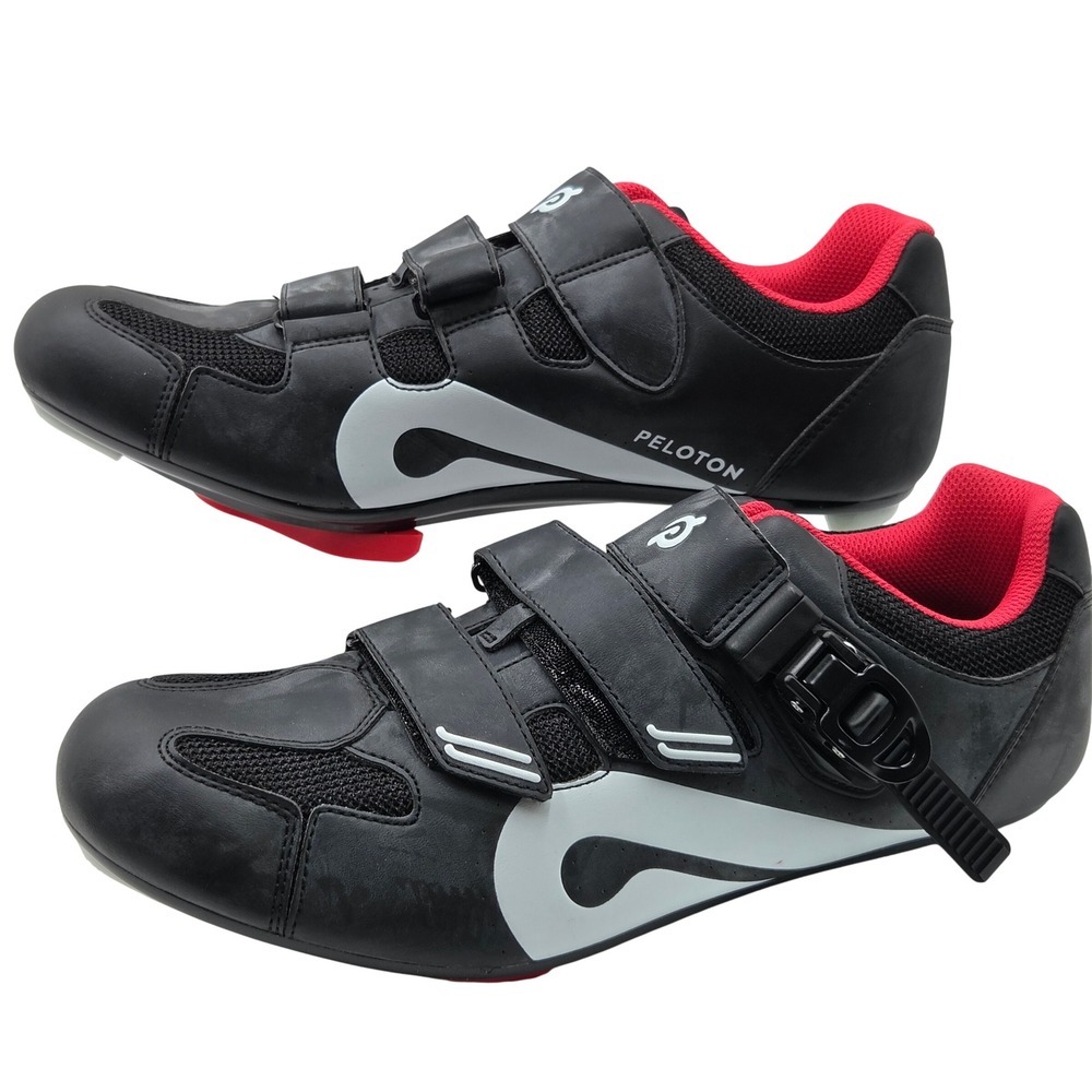 Peloton Cycling Shoes Mens 12 Womens 13.5 EU 46 Black Red Indoor Bike Cleats